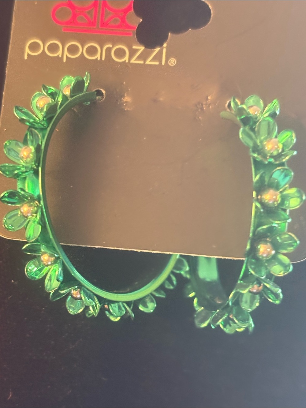 paparazzi Emerald Floral Hoop Earrings